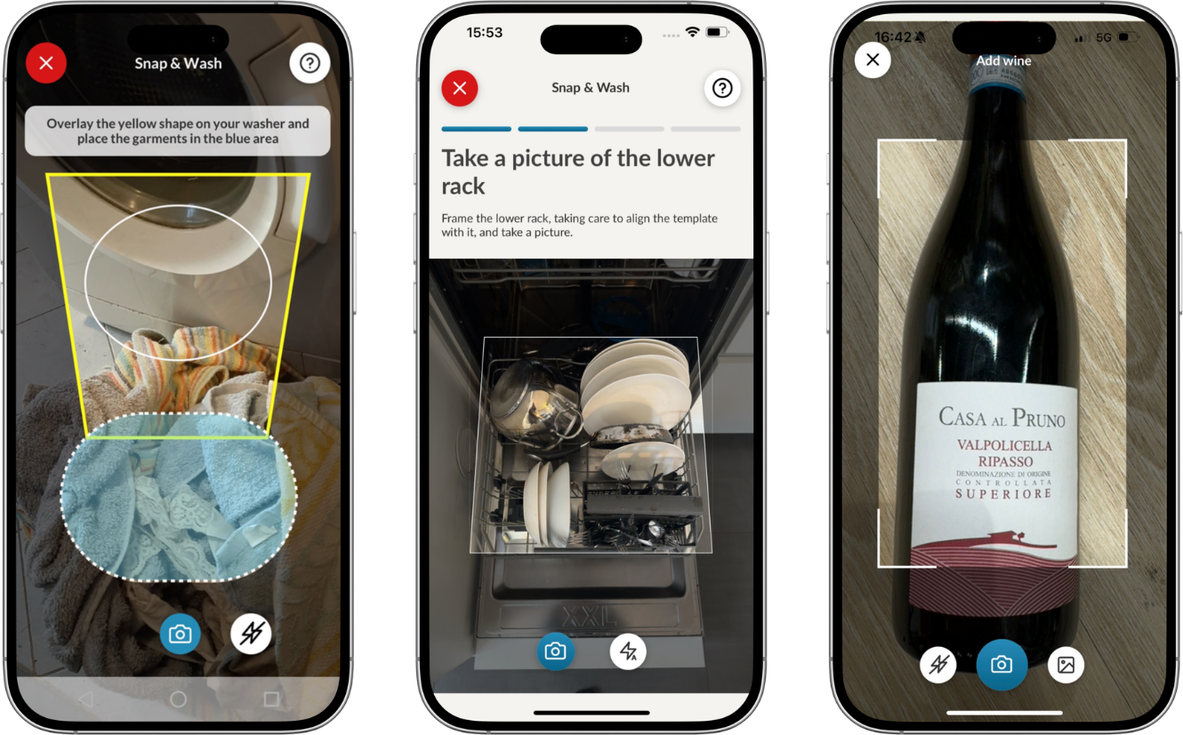 Screenshots der „Snap & Do“-Funktionen der Candy-App